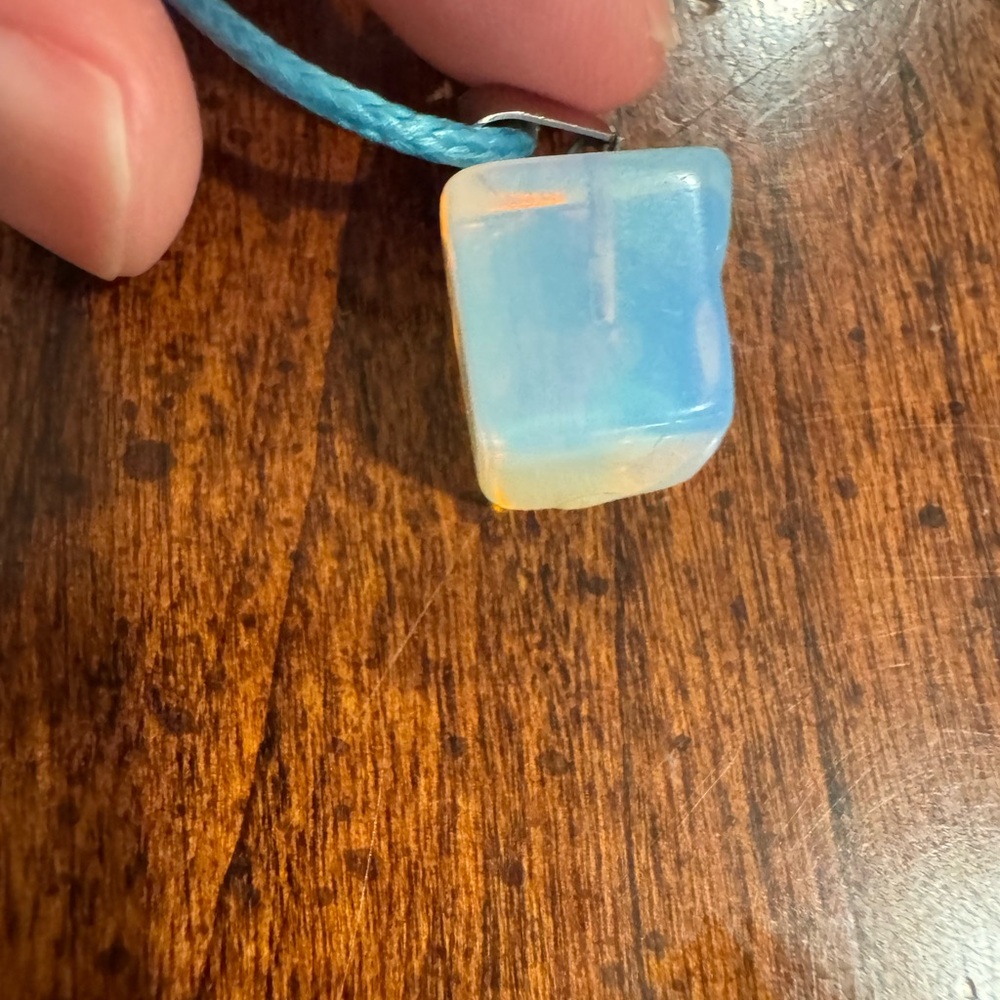 Moonstone Crystal Necklace with Flash on Cord - Picture 5 of 5